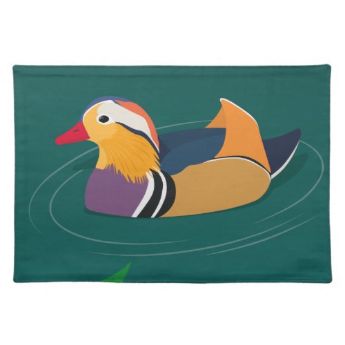 Colorful Mandarin Duck Modern Digital Art Cloth Placemat