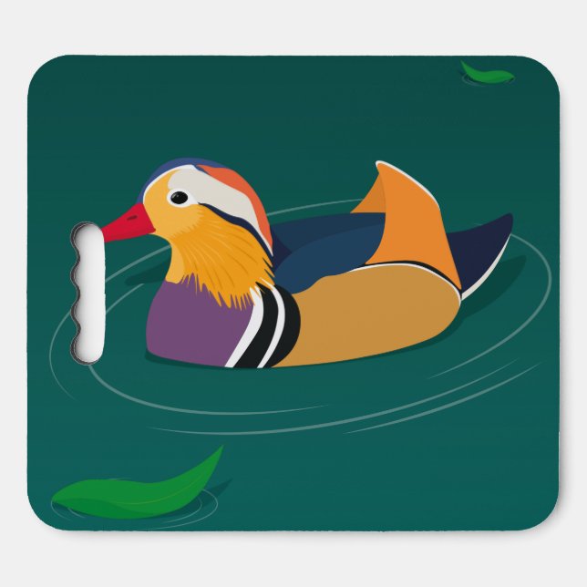 Colorful Mandarin Duck Modern Digital Art Seat Cushion (Front Horizontal)