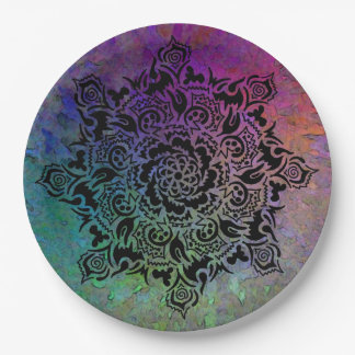 Colorful Mandella Paper Plate