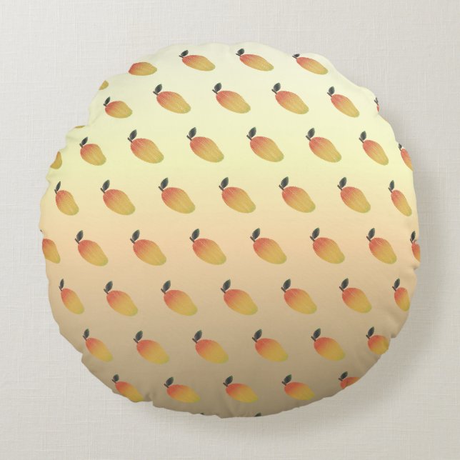 Colorful Mango Pattern Round Pillow (Front)