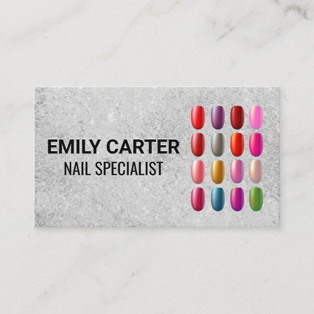 Colorful Manicure Nails Business Card (Front)