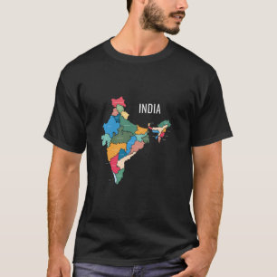Colorful Map India Countries Continent Geography T-Shirt