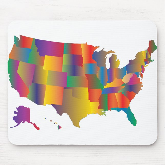 Colorful Map of America Mouse Pad (Front)