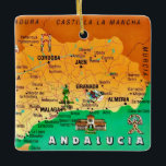 Colorful Map of  Andalucia Spain Ceramic Ornament<br><div class="desc">An amazing vintage map of the  Andalucia region of Spain repurposed on an ornament.</div>