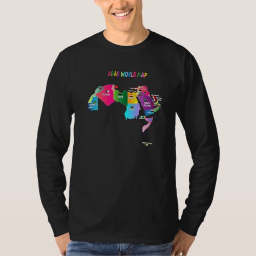 Colorful Map Of Arab World With National Flags Ara T_Shirt