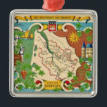 Colorful Map of Bordeaux France  Metal Ornament<br><div class="desc">A vintage,  colorfully illustrated image featuring the Bordeaux region wines of France repurposed on an ornament for holiday giving or just anytime!</div>