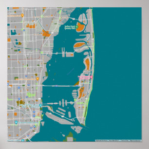 Colorful map of Miami Poster