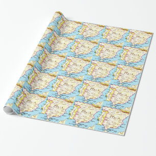 Colorful Map of Spain Design Wrapping Paper