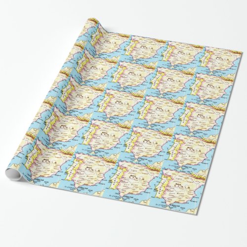 Colorful Map of Spain Design Wrapping Paper