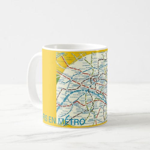 Colorful Map of The Metro Lines in Paris FranceMug Coffee Mug