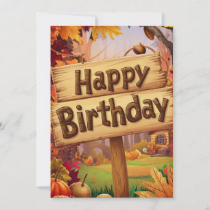 Colorful Maple Leaf Autumn Fall Happy Birthday Card