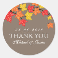 Colorful Maple Leaf Fall Autumn Wedding Sticker