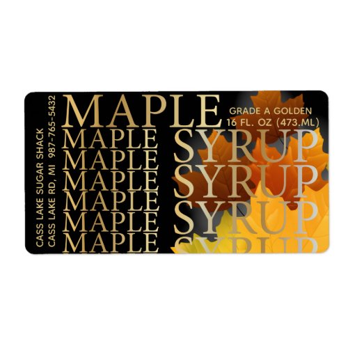Colorful Maple Leaf Plastic Jug Syrup label