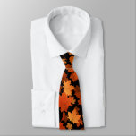Colorful maple leaves and pumpkins fall pattern tie