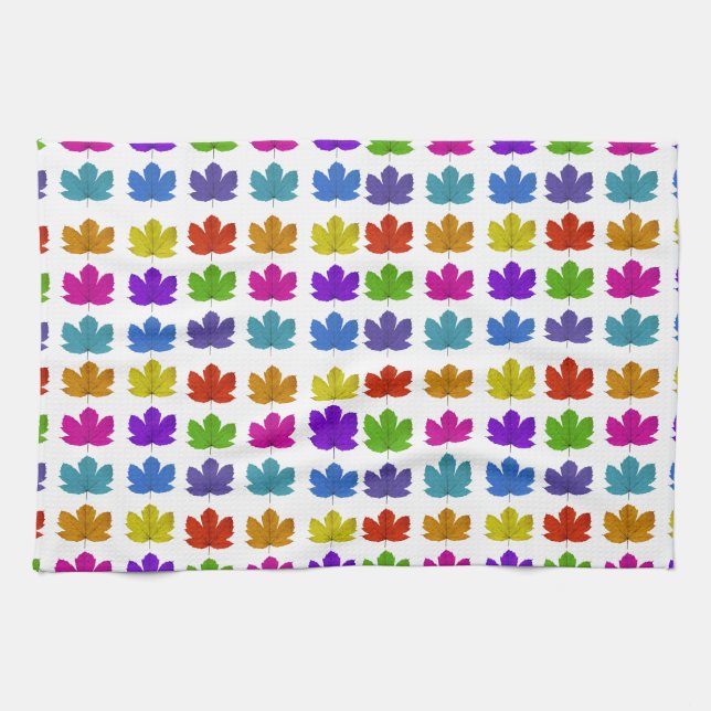 Colorful maple leaves kitchen towel (Horizontal)