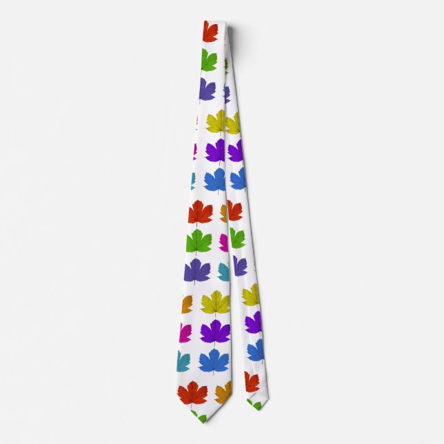 Colorful maple leaves neck tie (Front)