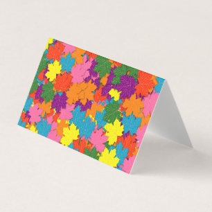 Colorful maple leaves pattern business card