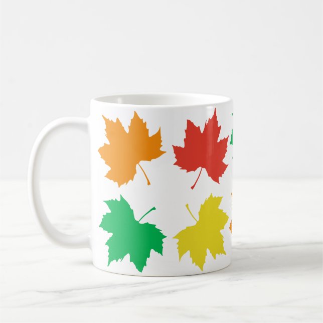 Colorful maple leaves pattern coffee mug (Left)
