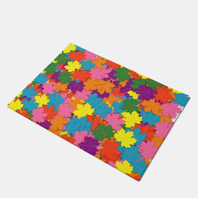 Colorful maple leaves pattern doormat (Angled)