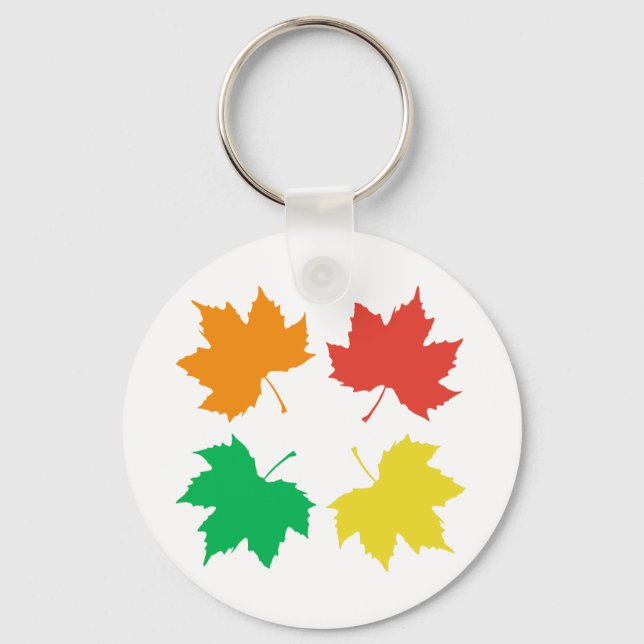 Colorful maple leaves pattern keychain (Front)