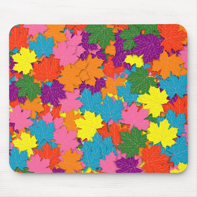 Colorful maple leaves pattern mouse pad (Front)