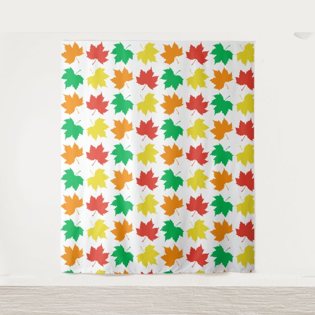 Colorful maple leaves pattern tapestry (Front)