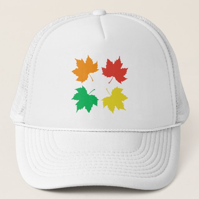 Colorful maple leaves pattern trucker hat (Front)