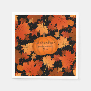 Colorful maple leaves pumpkin fall family reunion paper napkins