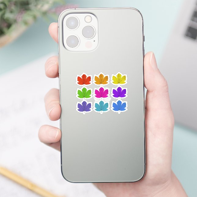 Colorful maple leaves sticker (Phone)
