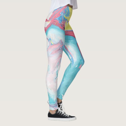 Colorful Marble Abstract Background Leggings