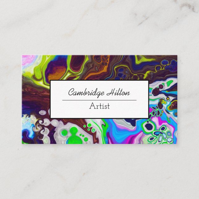 Colorful Marble Abstract Fluid Art  Business Card (Front)