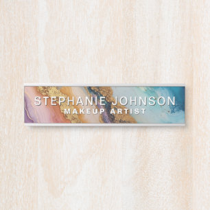 Colorful Marble Agate Gold Foil Custom Modern Door Sign