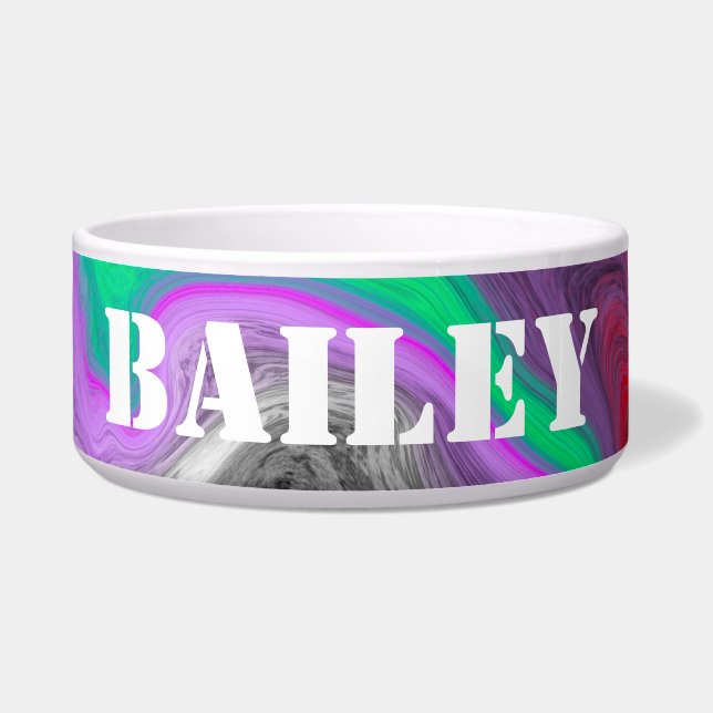 Colorful Marble Art Explosion Personalized Bowl (Front)