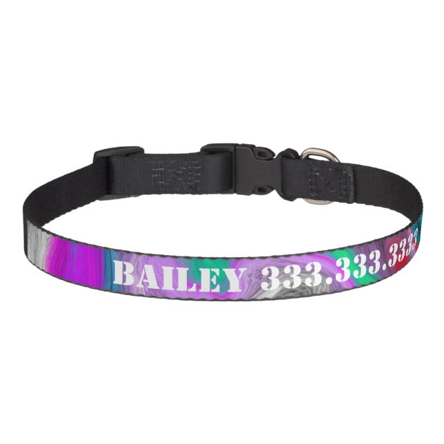 Colorful Marble Art Explosion Personalized   Pet Collar (Front)