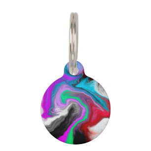 Colorful Marble Art Explosion Personalized Pet ID Tag