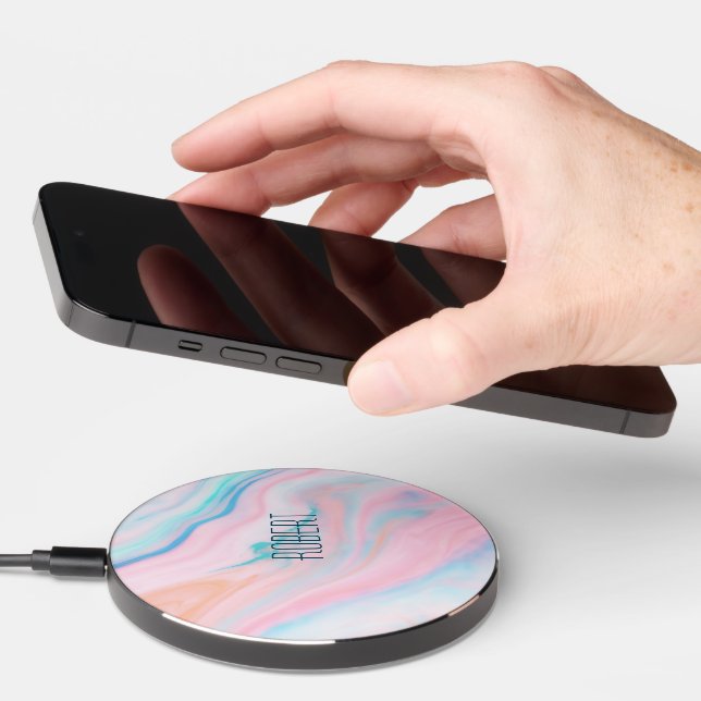 Colorful marble background wireless charger  (Hand)