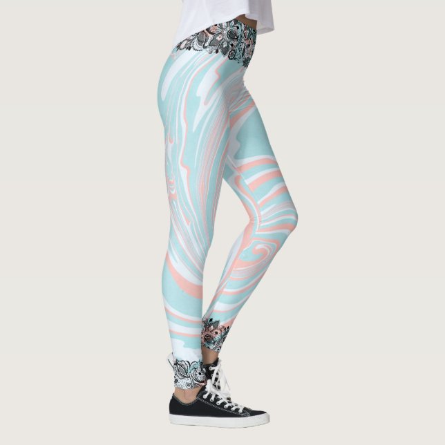 Colorful Marble Black Lace Leggings (Right)
