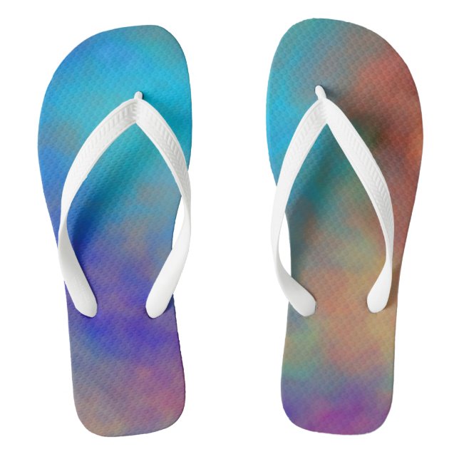 Colorful Marble Clouds Flip Flops (Footbed)