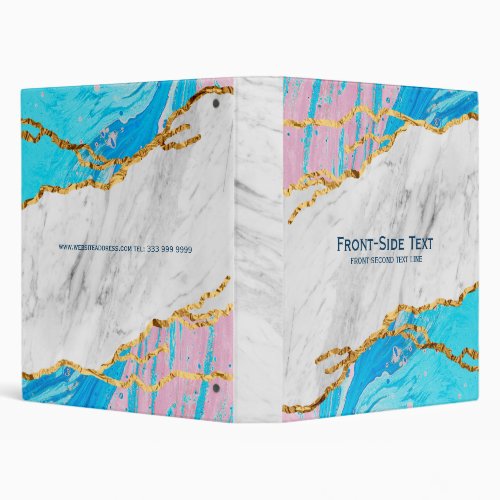 Colorful marble gold veins 3 ring binder