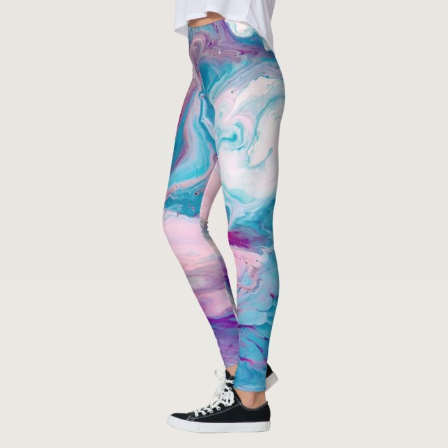 Colorful Marble Style Swirls Leggings (Left)