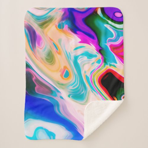 Colorful Marble Swirls Pattern Sherpa Blanket
