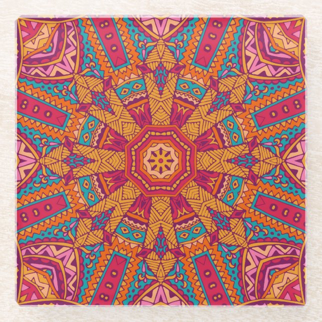 Colorful marble texture, high-resolution interior. glass coaster (Front)