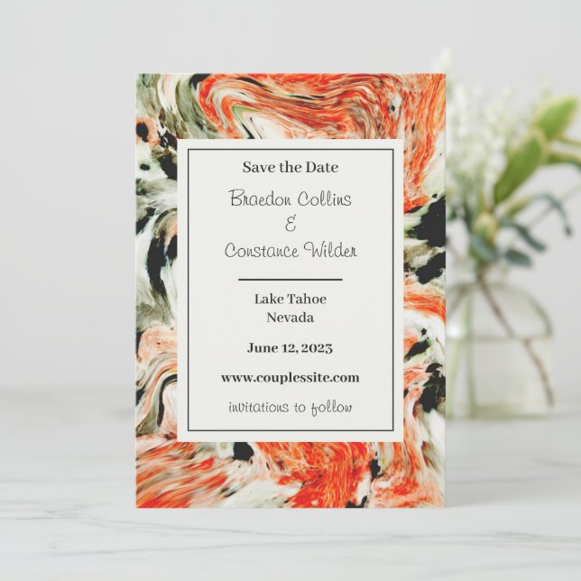 Colorful Marble Wedding Save The Date (Standing Front)