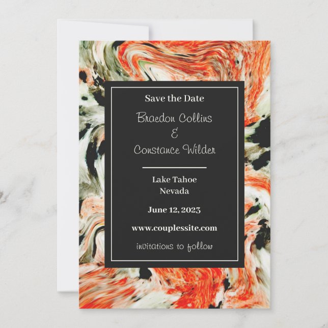 Colorful Marble Wedding Save The Date (Front)
