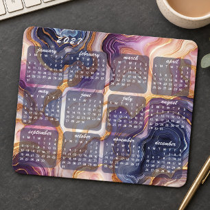Colorful Marbled Art Pattern Design 2027 Calendar Mouse Pad
