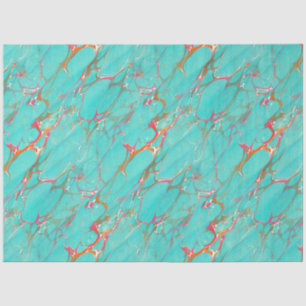 Colorful Marbled Faux Turquoise Decoupage Craft Tissue Paper