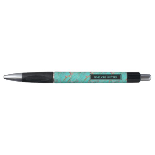 Colorful Marbled Faux Turquoise with Name  Pen