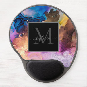 Colorful Marbled Monogram Gel Mouse Pad