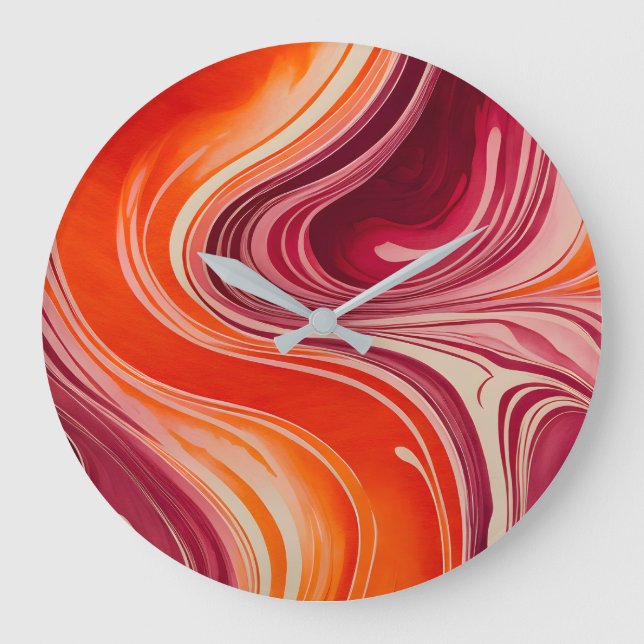 Colorful Marbled Paper Art Wall Clock (Front)