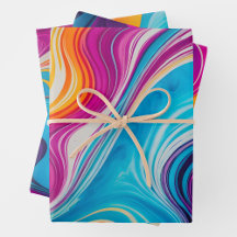 Colorful Marbled Paper Art Wrapping Paper Sheets